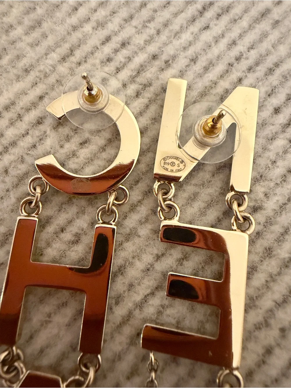 Chanel Drop Letter Earrings